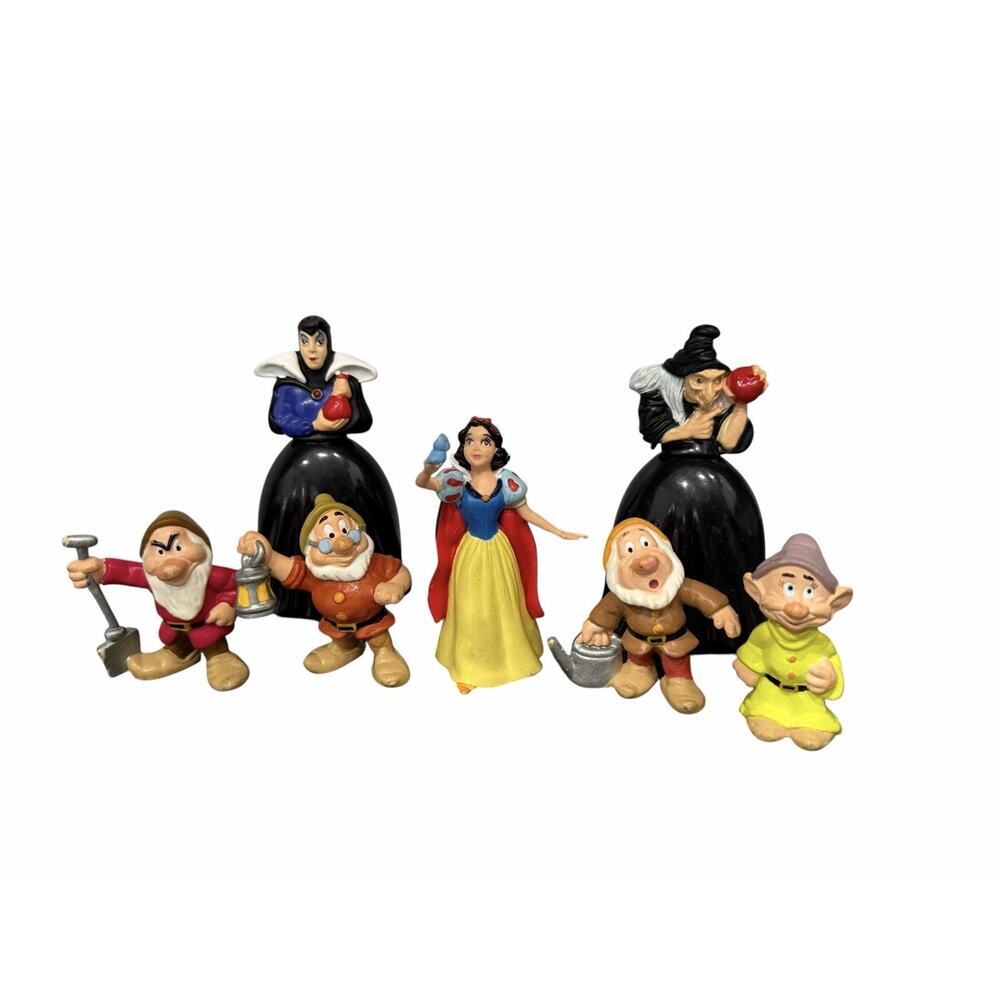 Vintage Snow White & The Seven Dwarfs Toys Cake Toppers: Queen Witch Dopey 90s